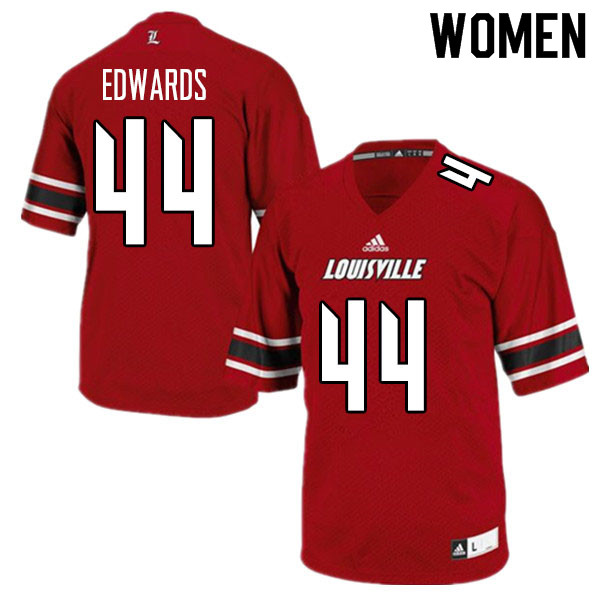 Women #44 Zach Edwards Louisville Cardinals College Football Jerseys Sale-Red - Click Image to Close